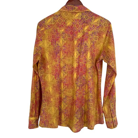 Wrangler Womens Sz Medium Formal Long Sleeve Purple Wester Blouse Shirt Top - Picture 10 of 10